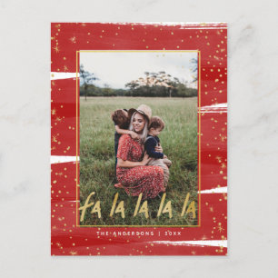 Red & Gold Fa La La La La Snowy Christmas Holiday