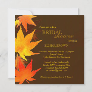 Red Gold Fall Maple Bridal Shower Invitation
