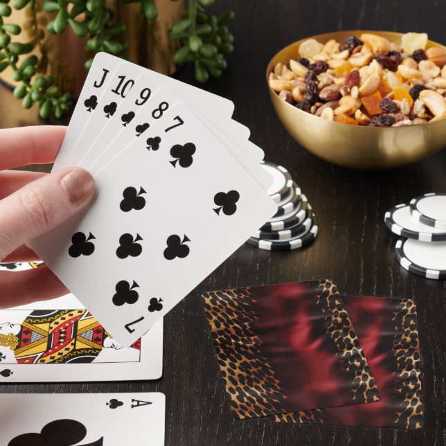 Red Gold Faux Cowgirl Southwest Cowhide Playing Cards (In Situ)
