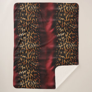 Red Gold Faux Cowgirl Southwest Cowhide Sherpa Blanket