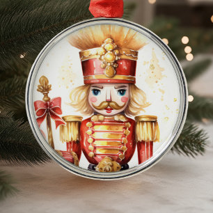 Red Gold Festive Nutcracker Christmas Metal Tree Decoration