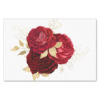 Red Gold Floral Bouquet Watercolor Decoupage