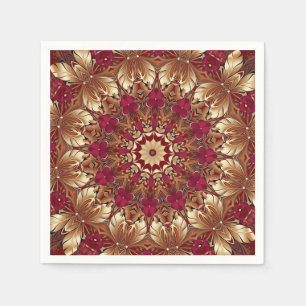 Red Gold Floral Holiday Napkin