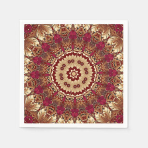 Red Gold Floral Holiday Napkin
