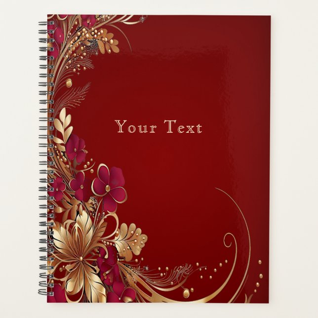 Red Gold Floral Holiday Planner (Front)