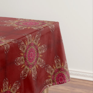 Red Gold Floral Holiday Tablecloth