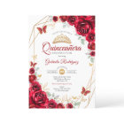 Red Gold Floral Quinceanera