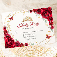 Red Gold Floral Quinceanera Reply