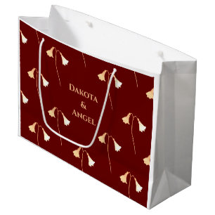 Red Gold Flower Couple's Romantic Large Gift Bag