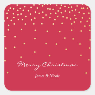 Red & Gold Foil Dots Modern Holiday Stickers