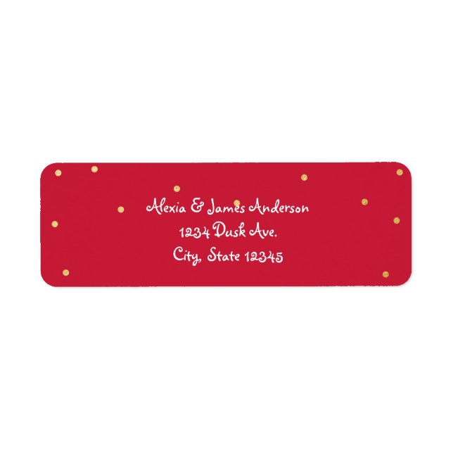 Red & Gold Foil Elegant Holiday Invitation Labels (Front)