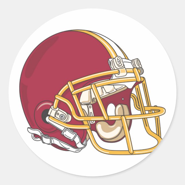 Red & Gold Football Helmet Classic Round Sticker (Front)