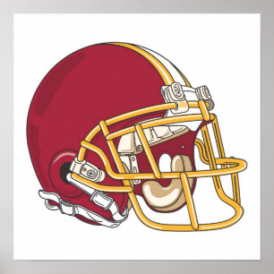 Red & Gold Football Helmet Poster