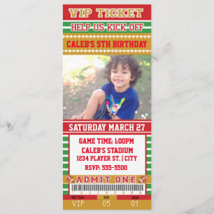 RED & GOLD FOOTBALL PHOTO TICKET INVITATION