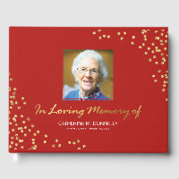 Red Gold Funeral Condolence | Photo Memorial