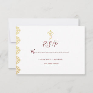 Red & Gold Ganesha and Mehndi Indian RSVP