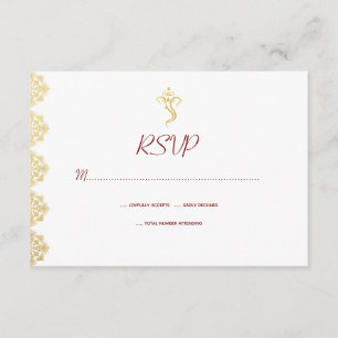 Red & Gold Ganesha and Mehndi Indian RSVP Card
