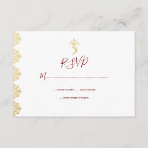 Red & Gold Ganesha and Mehndi Indian RSVP Card