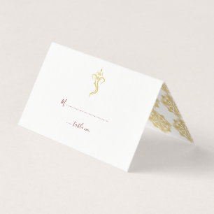 Red & Gold Ganesha & Mehndi Wedding Table Number Business Card