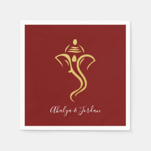 Red & Gold Ganesha Wedding Party Napkin