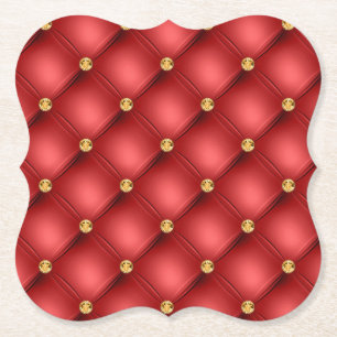 Red Gold Gemstone Paper Coaster
