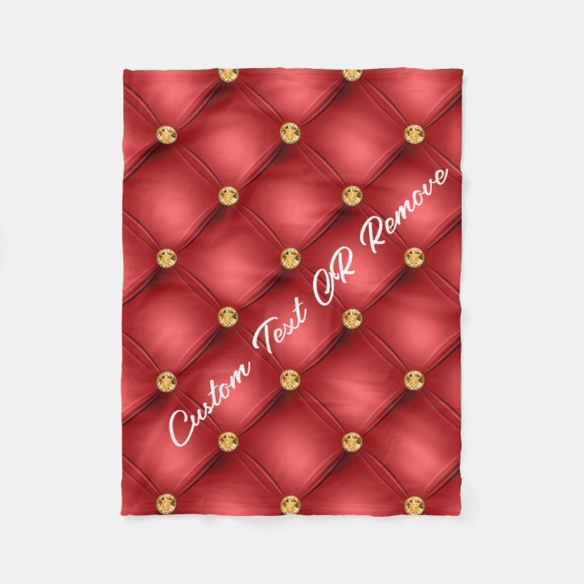 Red Gold Gemstone Tuft Fleece Blanket Custom Text (Front)
