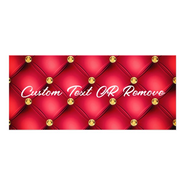 Red Gold Gemstone Tufted Rack Card and Custom Text (Front)