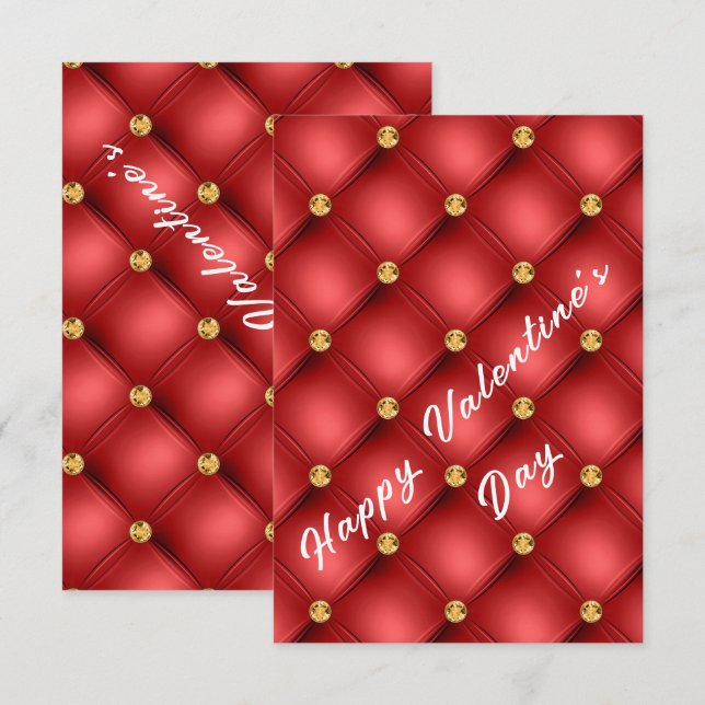 Red Gold Gemstone Valentine's Day Card (Front/Back)