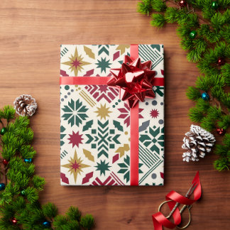 Red & Gold Geometric Christmas Wrapping Paper