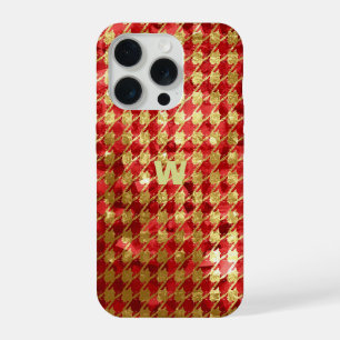 Red & Gold Gingham iPhone 15 Pro Case