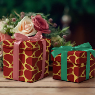 Red & gold Giraffe Pattern Wrapping Paper