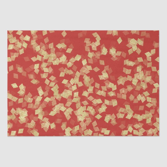 Red Gold Glam Birthday Tissue Paper (Front)