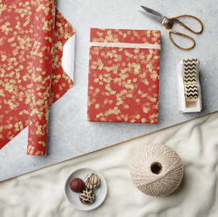 Red Gold Glam Birthday Wrapping Paper