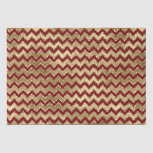 Red Gold Glam Zigzag Stripes Christmas Tissue Paper