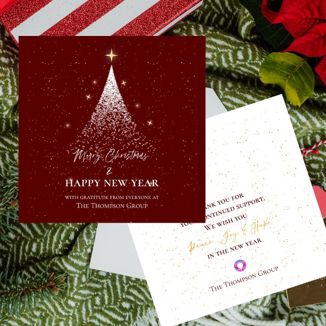 Red Gold Glitter Christmas New Year Corporate Card (Red Gold Glitter Christmas New Year Corporate Note Card)