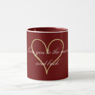 Red Gold Glitter Heart Love Mug