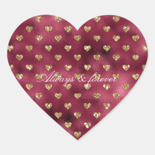 Red Gold Glitter Hearts Heart Sticker