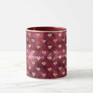 Red Gold Glitter Hearts Mug