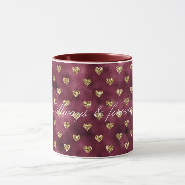 Red Gold Glitter Hearts Mug (Center)
