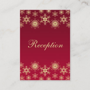 Red, Gold Glitter LOOK Snowflakes Enclosure Card
