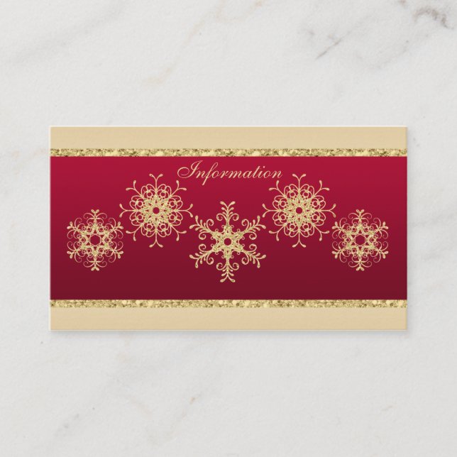 Red, Gold Glitter LOOK Snowflakes Enclosure Card (Front)