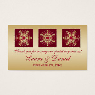 Red Gold Glitter LOOK Snowflakes Wedding Favour Ta