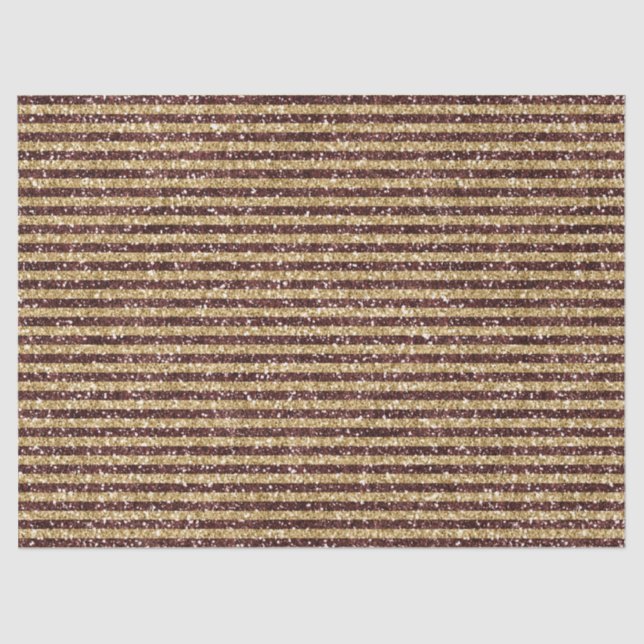 Red Gold Glitter Sparkle Stripes   Tissue Paper (Front)