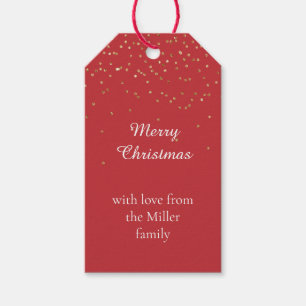 Red Gold Glitzy Confetti Christmas Gift Tags