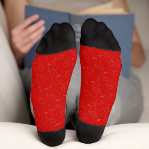Red & Gold Graduation Cap Toss Socks