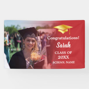 Red   Gold Graduation Custom Photo Class Of 2025 Banner