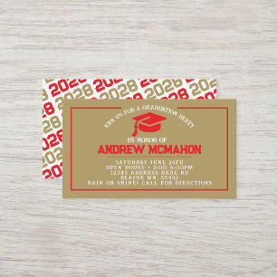 Red & Gold Graduation Mini Graduation Invites