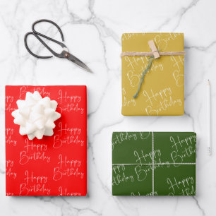 Red Gold Green Christmas Birthday Wrapping Paper S