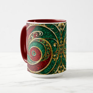 Red Gold Green Christmas Holiday Mug
