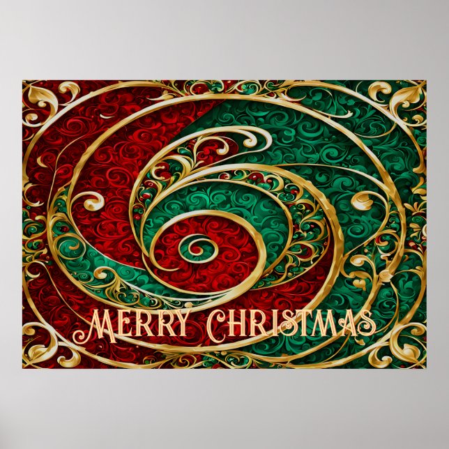 Red Gold Green Christmas Holiday Poster (Front)